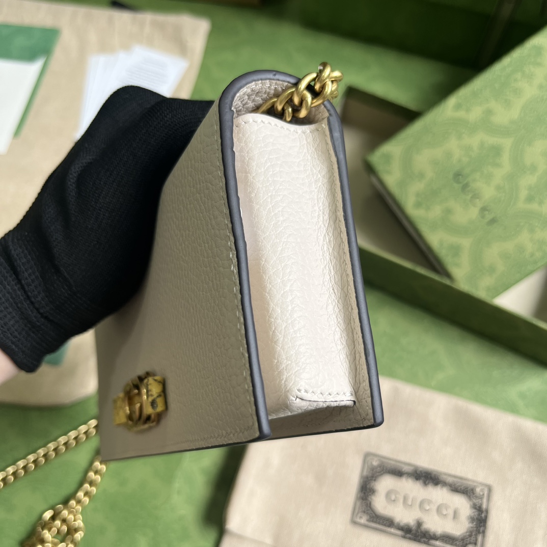 Gucci Women GG Chain Wallet Interlocking G Python Bow Light Pink Leather