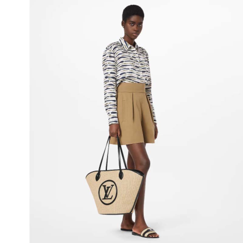 Louis Vuitton Women Saint Jacques Black Synthetic Knitted Raffia Cowhide Leather