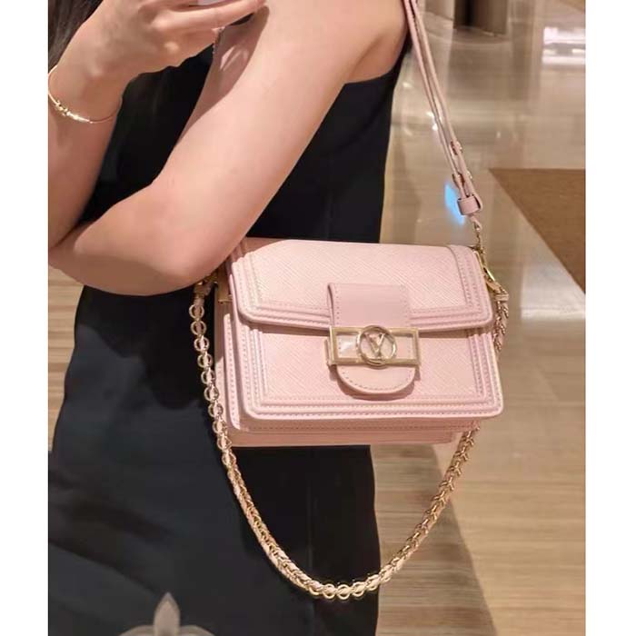 Louis Vuitton LV Women Mini Dauphine Handbag Pink Epi Grained Cowhide Leather