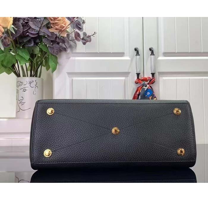 Louis Vuitton LV Women Lock It MM Black Taurillon Leather Smooth Calfskin Calf Leather