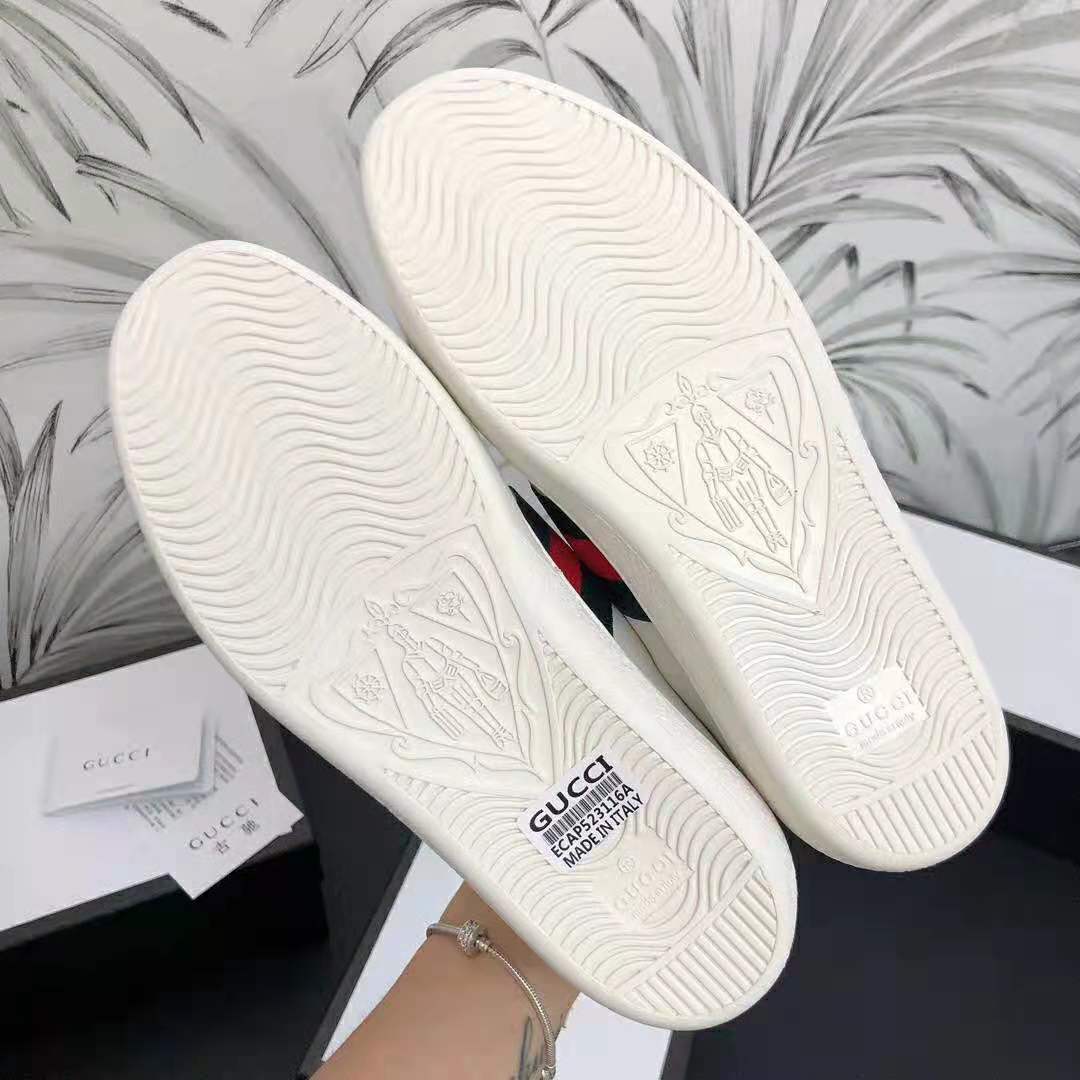 Gucci Unisex Ace Embroidered Sneaker with Arrow Appliqués-White