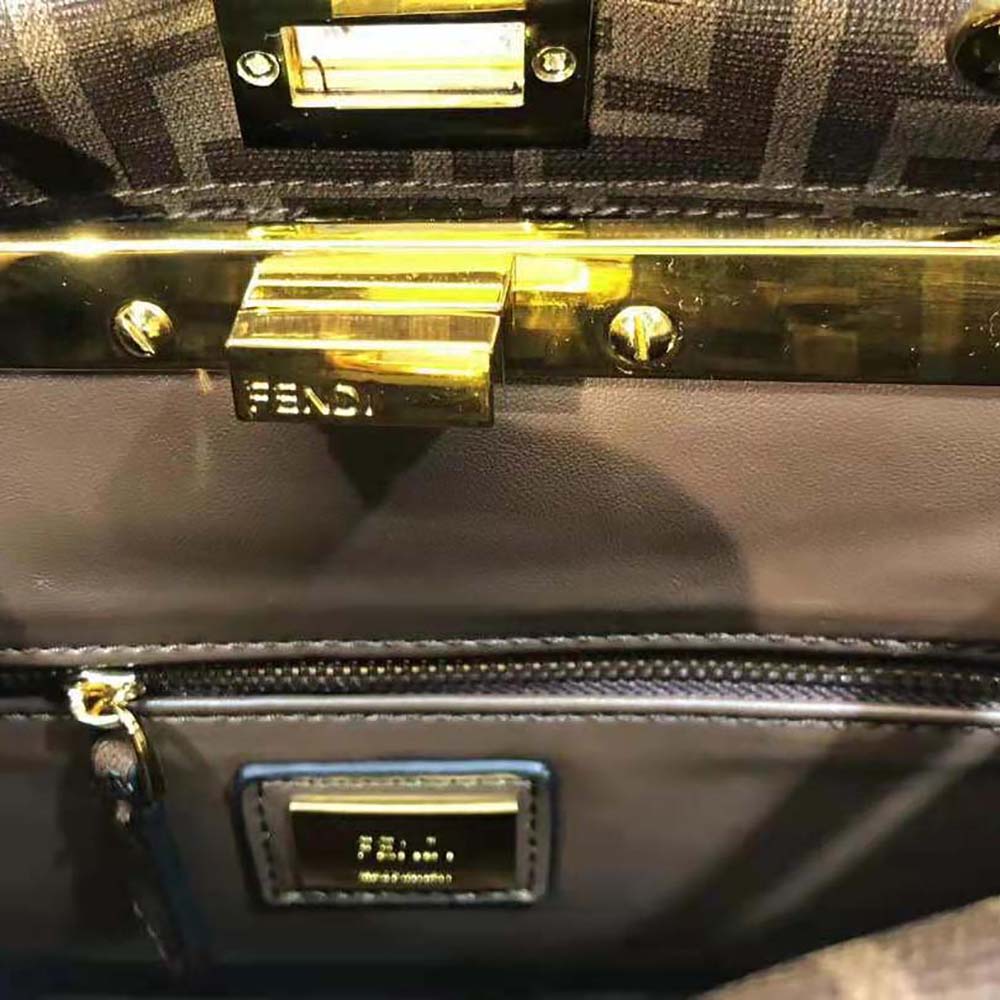 Fendi Women Peekaboo Iconic Mini FF Glazed Fabric Bag with Inlay