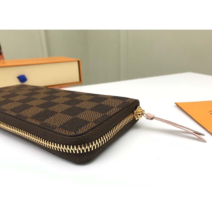 Louis Vuitton LV Unisex Clémence Wallet Brown Pink Damier Ebene Coated Canvas
