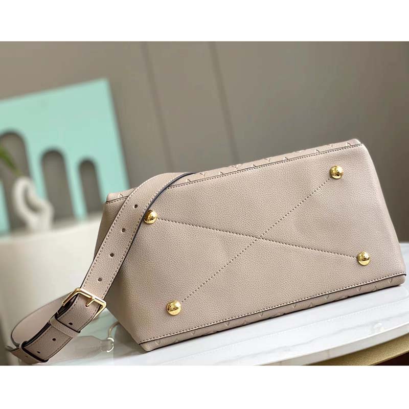 Louis Vuitton LV Women Maida Hobo Handbag Tourterelle Gray Embossed Grained Cowhide