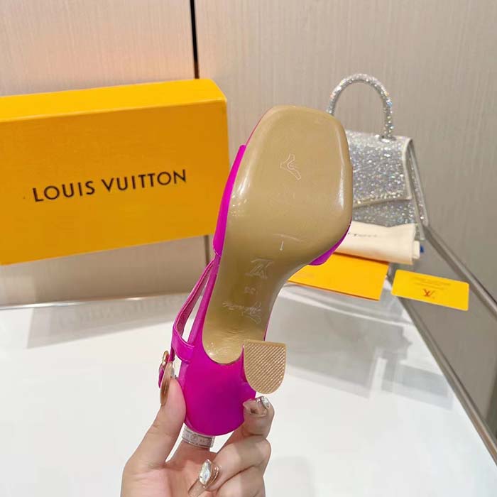 Louis Vuitton Women LV Sparkle Sandal Rose Calfskin Leather Outsole 9.5 CM Heel