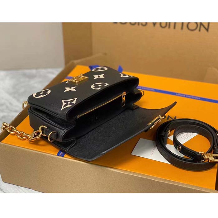 Louis Vuitton LV Women Pochette Métis East West Bag Black Beige Grained Cowhide Leather