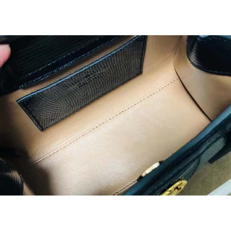 Gucci Women GG Diana Lizard Mini Bag Black Lizard Shiny Antique