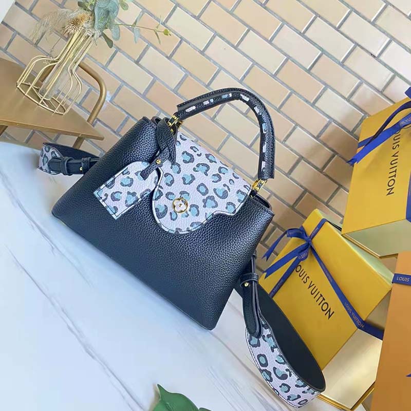 Louis Vuitton LV Women Capucines BB Handbag Black Taurillon Leather