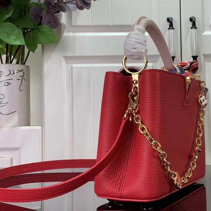 Louis Vuitton LV Women Capucines BB Handbag Rose Pink Taurillon Leather