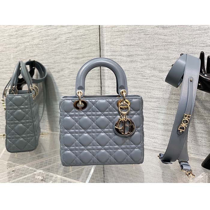 Dior Women CD Small Lady Dior My ABCDior Bag Cloud Blue Cannage Lambskin