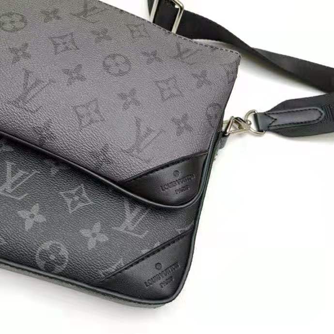 Louis Vuitton LV Unisex Trio Messenger Bag Monogram Eclipse Coated Canvas Monogram Eclipse