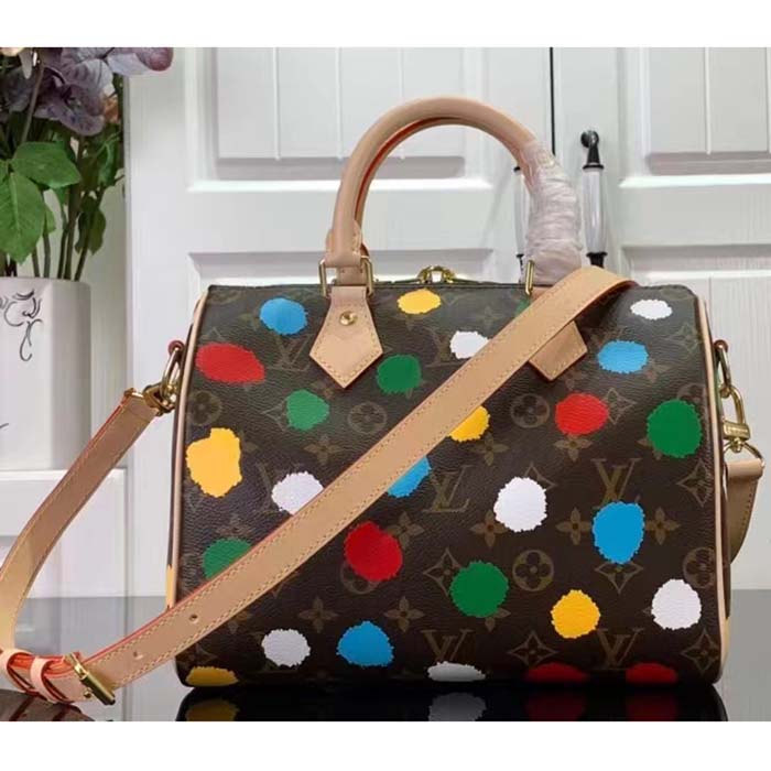 Louis Vuitton LV Women LV x YK Speedy Bandoulière 25 Monogram Coated Canvas 3D Painted Dots Print