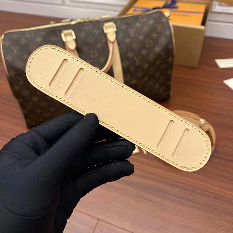 Louis Vuitton LV Unisex Keepall Bandoulière 45 Monogram Canvas Natural Cowhide Leather