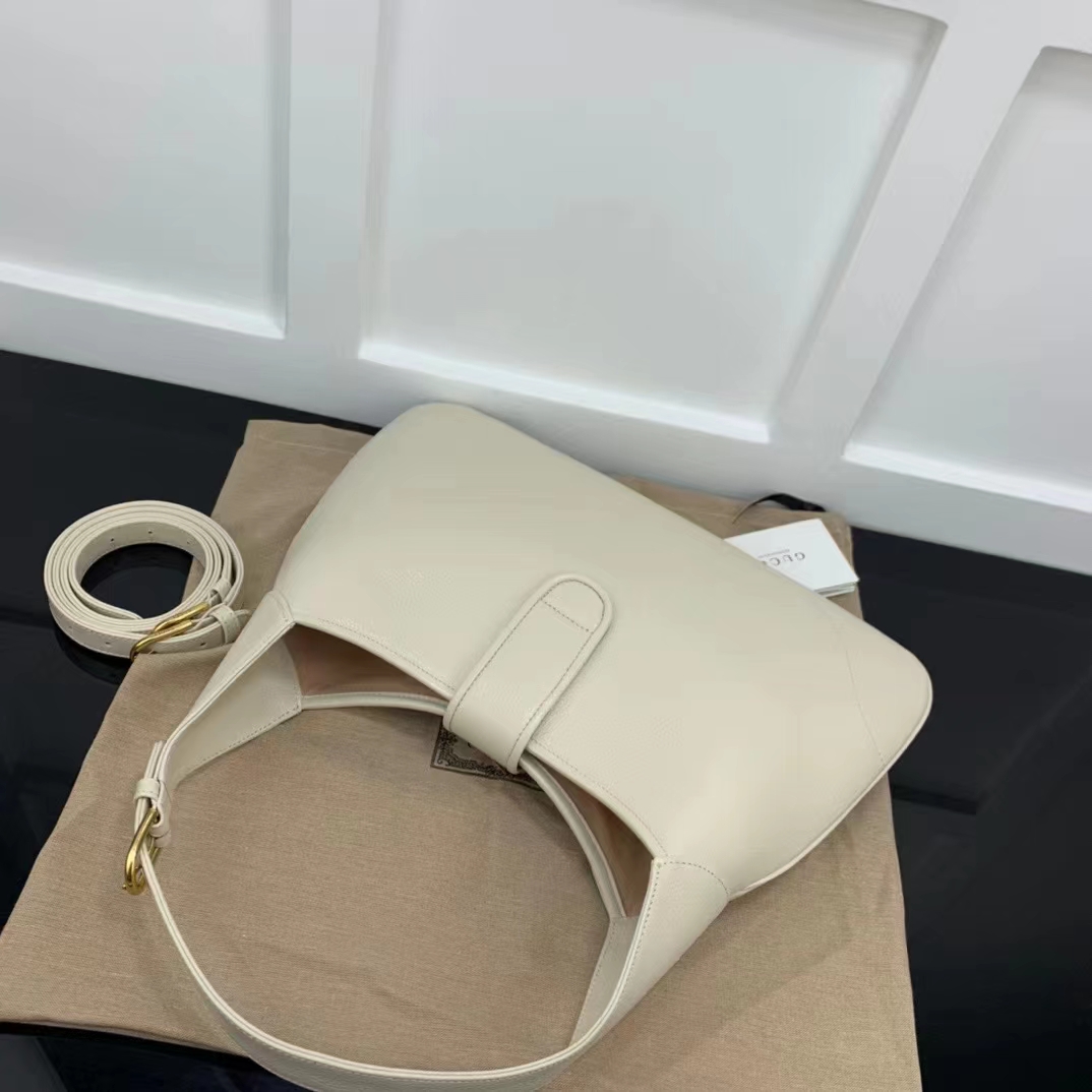 Gucci Women GG Aphrodite Medium Shoulder Bag White Soft Leather Double G