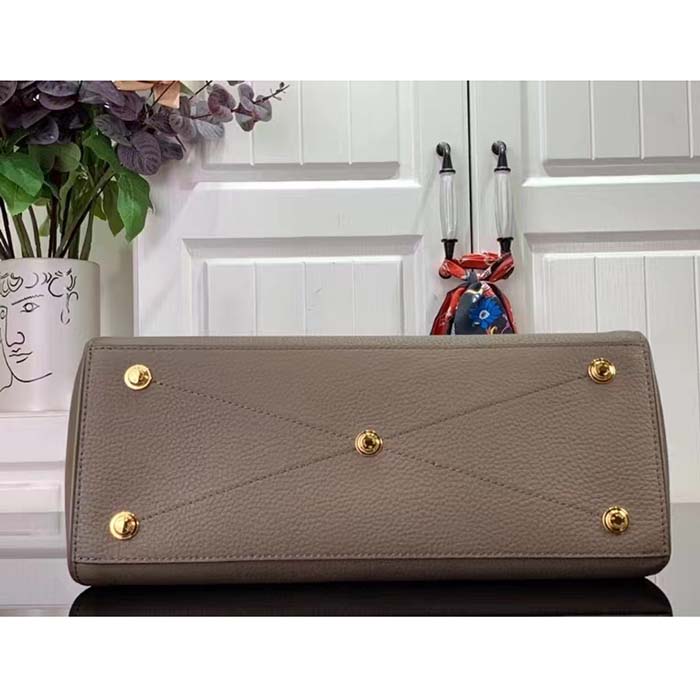 Louis Vuitton LV Women Lock It MM Earth Taurillon Leather Smooth Calfskin Calf Leather