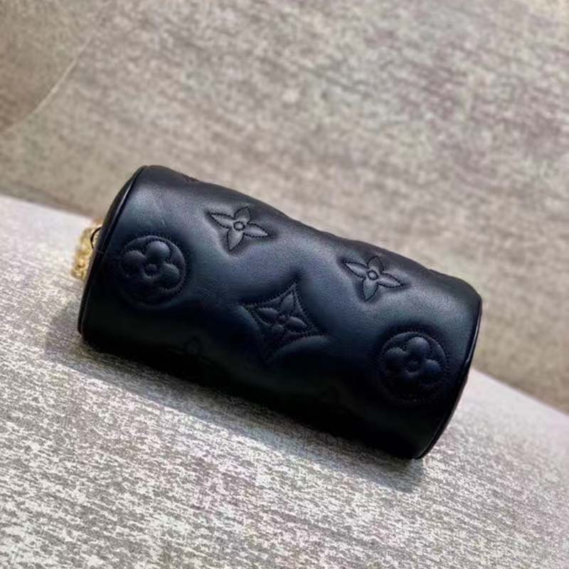 Louis Vuitton LV Women Papillon BB Handbag Black Quilted Embroidered Smooth Calf