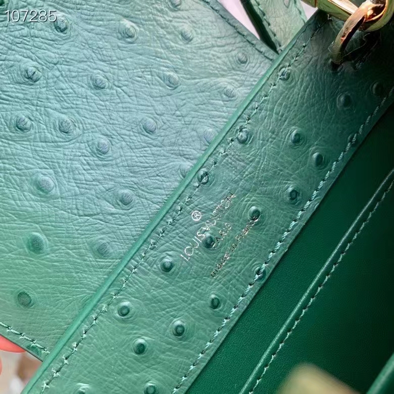 Louis Vuitton LV Women Capucines Mini Menthe Mint Ostrich Leather Monogram Flower