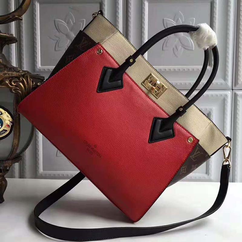 Louis Vuitton LV Women On My Side Bag in Small-Grained Calf Leather-Red