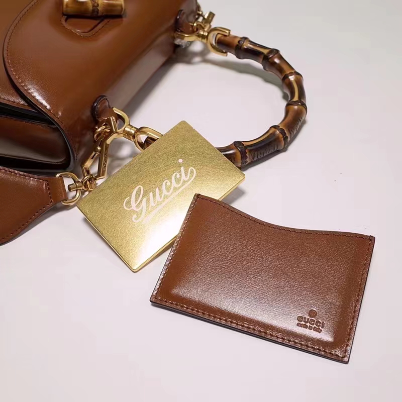 Gucci Women Gucci Bamboo 1947 Small Top Handle Bag Brown Leather Bamboo Hardware
