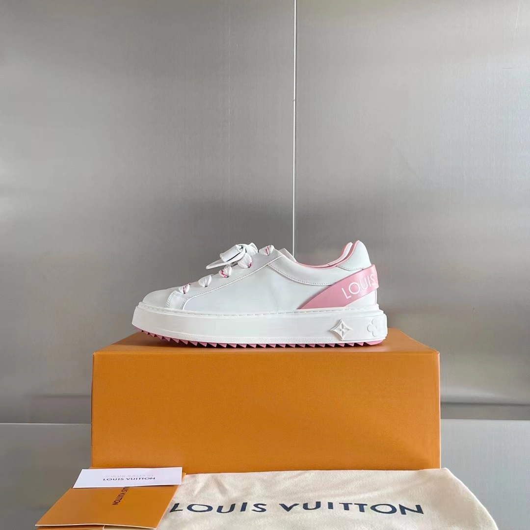 Louis Vuitton LV Women Time Out Sneaker Pink Calf Leather Rubber Outsole