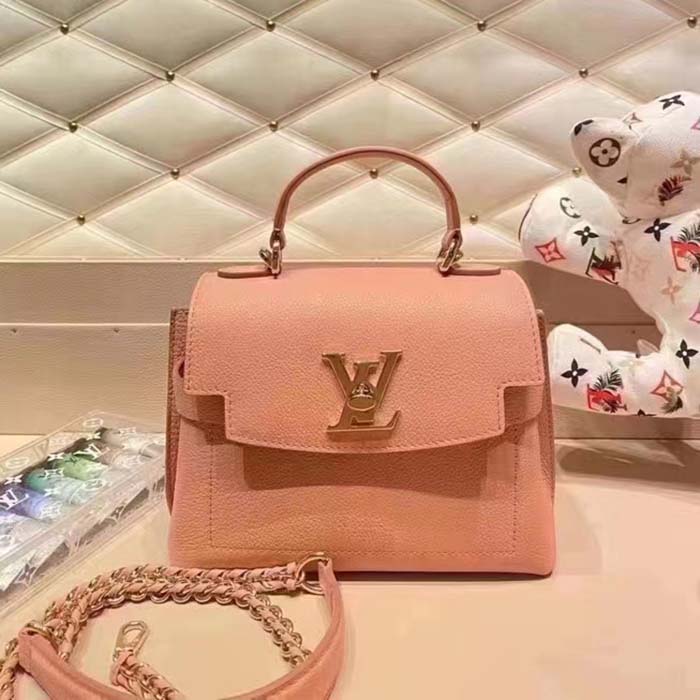 Louis Vuitton LV Women Lockme Ever Mini Handbag Pink Grained Calf Leather