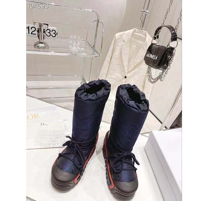 Dior Women CD Dioralps Snow Boot Deep Blue Mizza Shiny Nylon