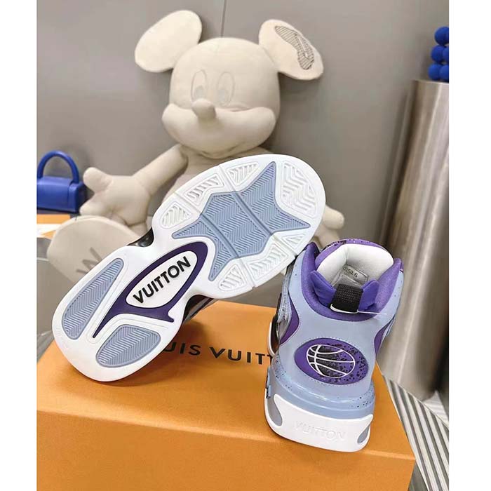 Louis Vuitton LV Unisex Trainer 2 Sneaker Boot Blue Suede Calf Leather