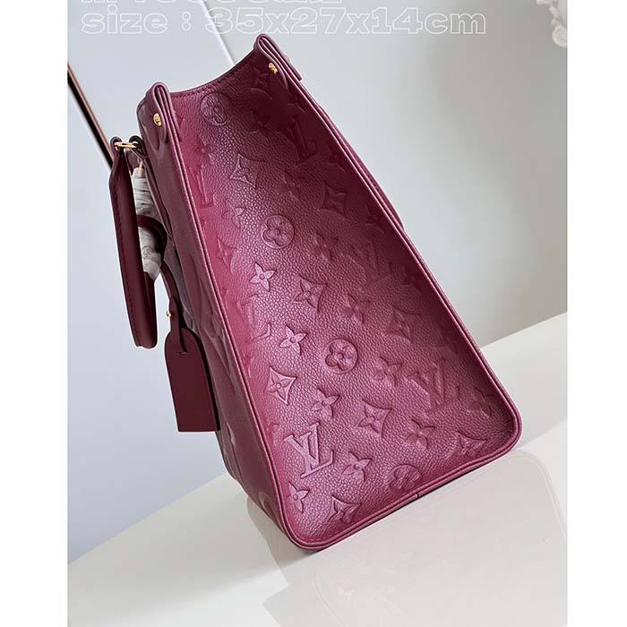 Louis Vuitton LV Women OnTheGo MM​ Wine Red Monogram Empreinte Embossed Grained Cowhide Leather