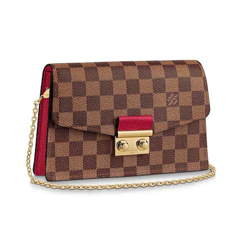 Louis Vuitton LV Women Croisette Chain Wallet in Damier Ebene Coated Canvas