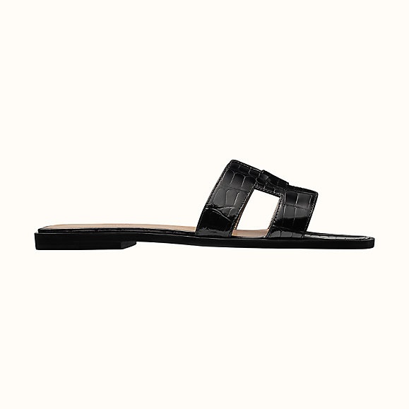 Hermes Women Oran Sandal Smooth Mississippiensis Alligator Iconic “H” Cut-Out