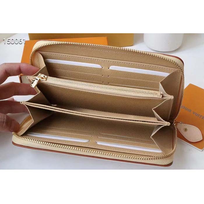 Louis Vuitton LV Unisex Zippy Wallet Beige Monogram Coated Canvas Calf Leather