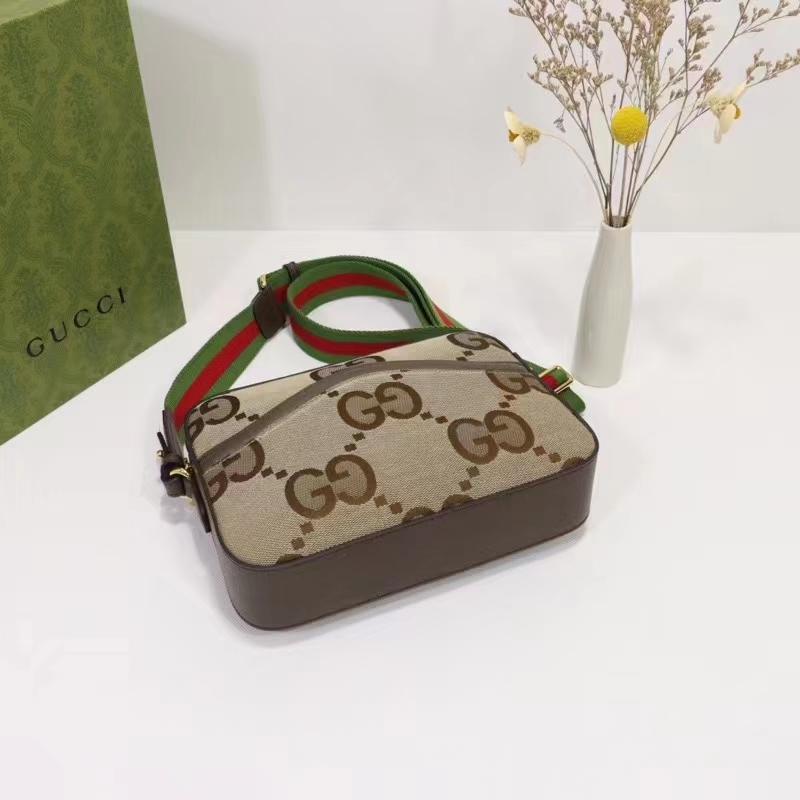 Gucci Unisex Messenger Bag Jumbo GG Camel Ebony Jumbo Canvas