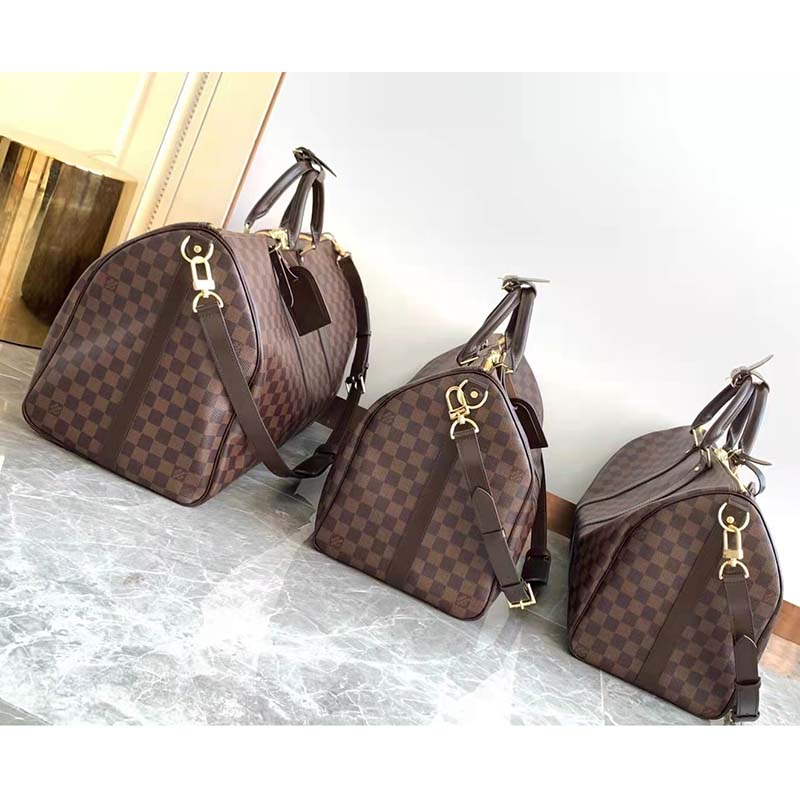 Louis Vuitton LV Unisex Keepall Bandoulière 55 Brown Coated Canvas Cowhide Leather