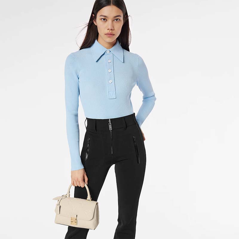 Louis Vuitton LV Women Madeleine BB Handbag Crème Beige Embossed Grained Cowhide