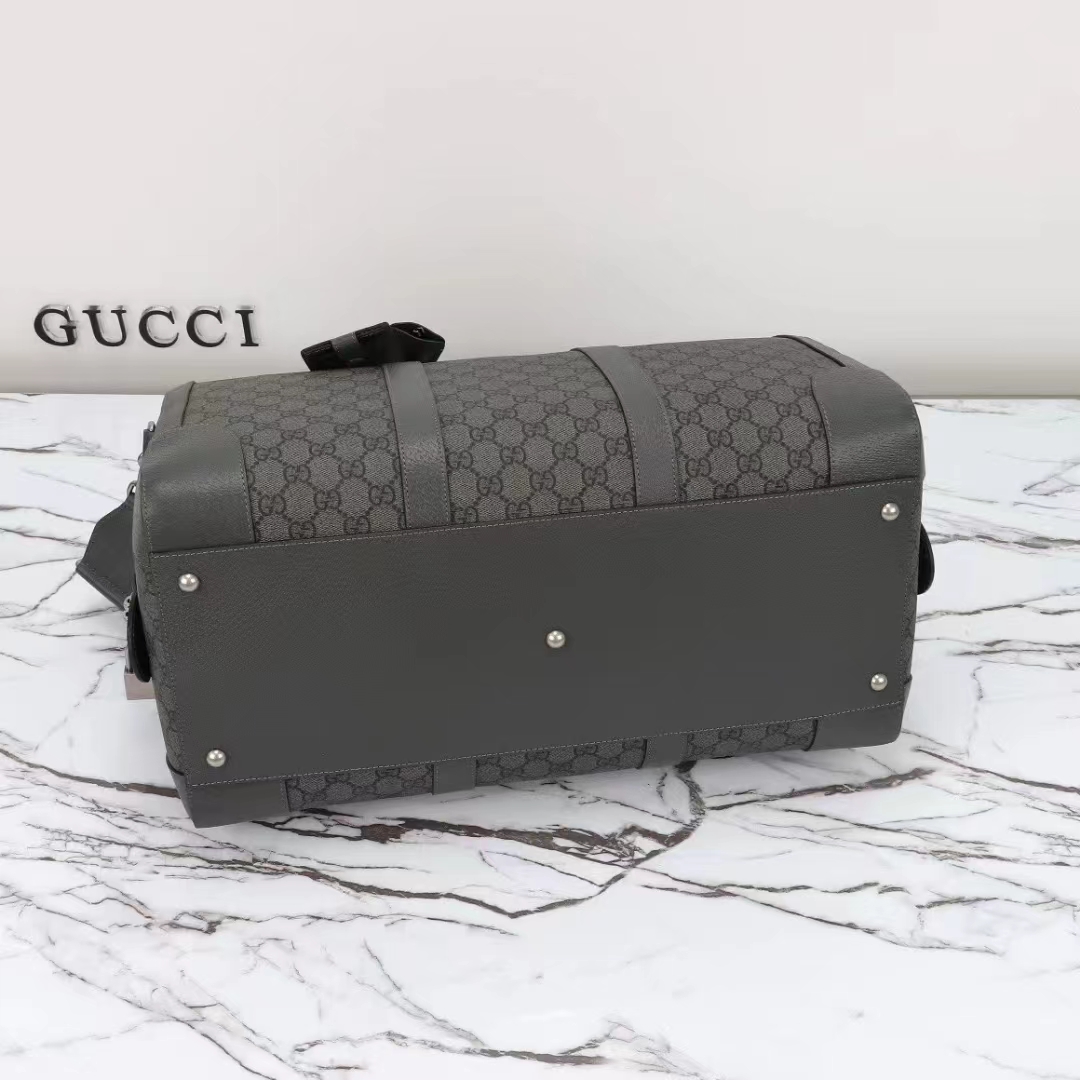Gucci Unisex GG Savoy Small Duffle Bag Grey Black GG Supreme Canvas