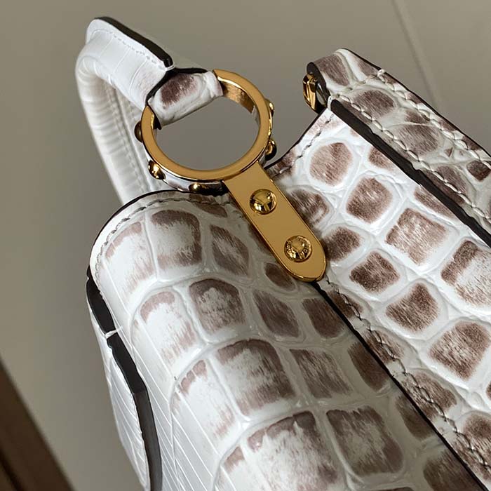 Louis Vuitton LV Women Capucines Mini Handbag Beige Brown Brilliant Crocodilien Leather