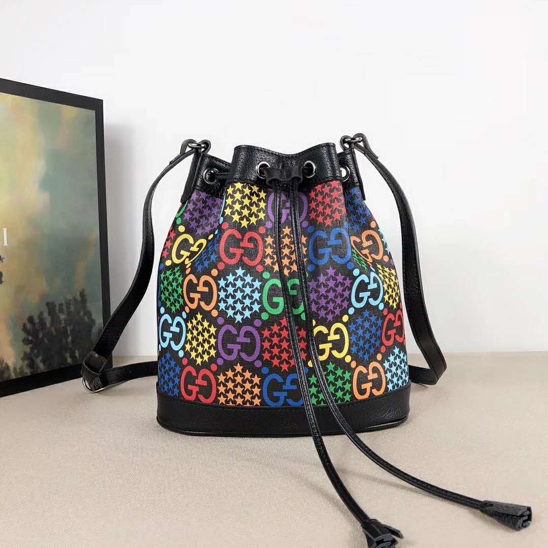 Gucci GG Unisex GG Psychedelic Bucket Bag Psychedelic Supreme Canvas