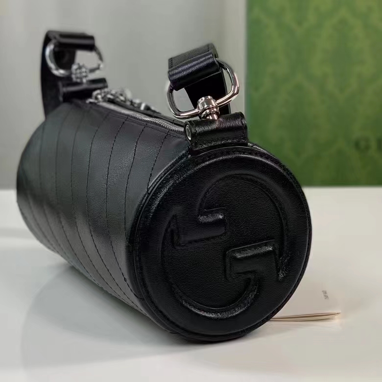 Gucci Women GG Blondie Mini Shoulder Bag Round Interlocking G Black Leather