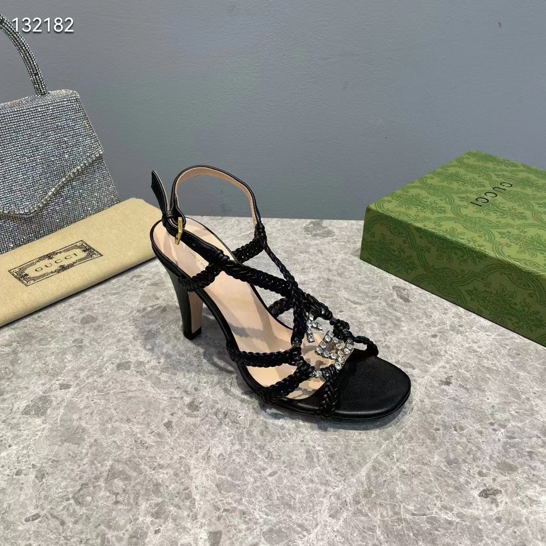 Gucci Women GG Cystal Interlocking G Sandal High 9 CM Heel