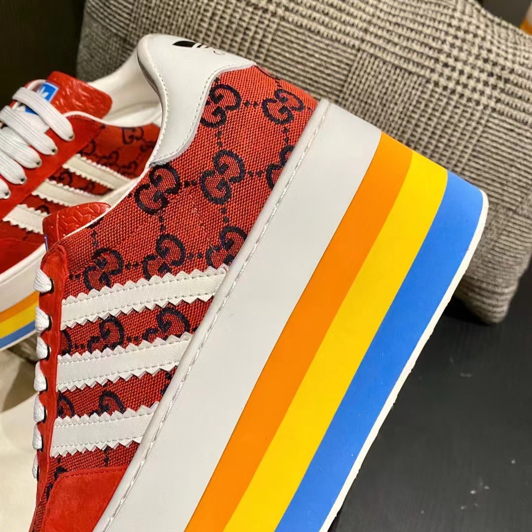 Gucci Women Adidas x Gucci GG Gazelle Sneaker Red Velvet Details Demetra