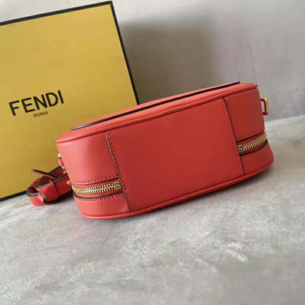 Fendi Women Mini Camera Case Red Leather and Suede Mini-Bag