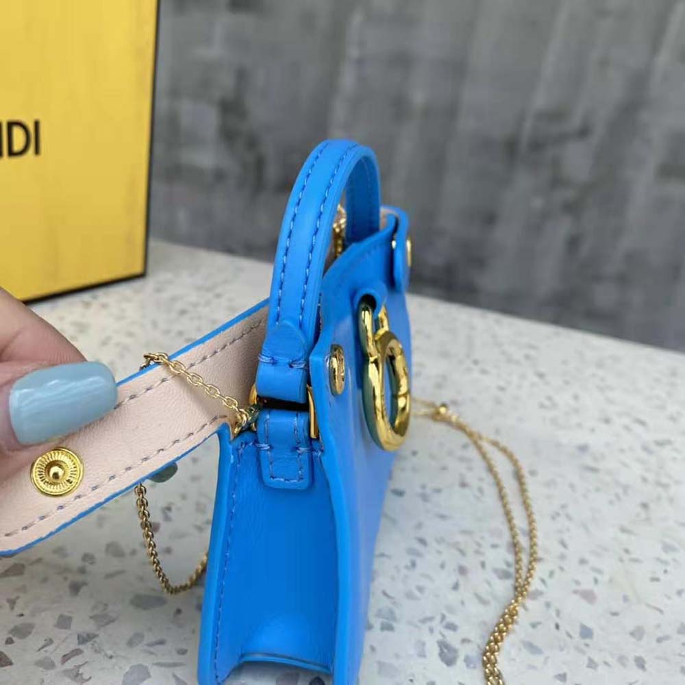 Fendi Women Pico Peekaboo Charm Light Blue Nappa Leather Charm