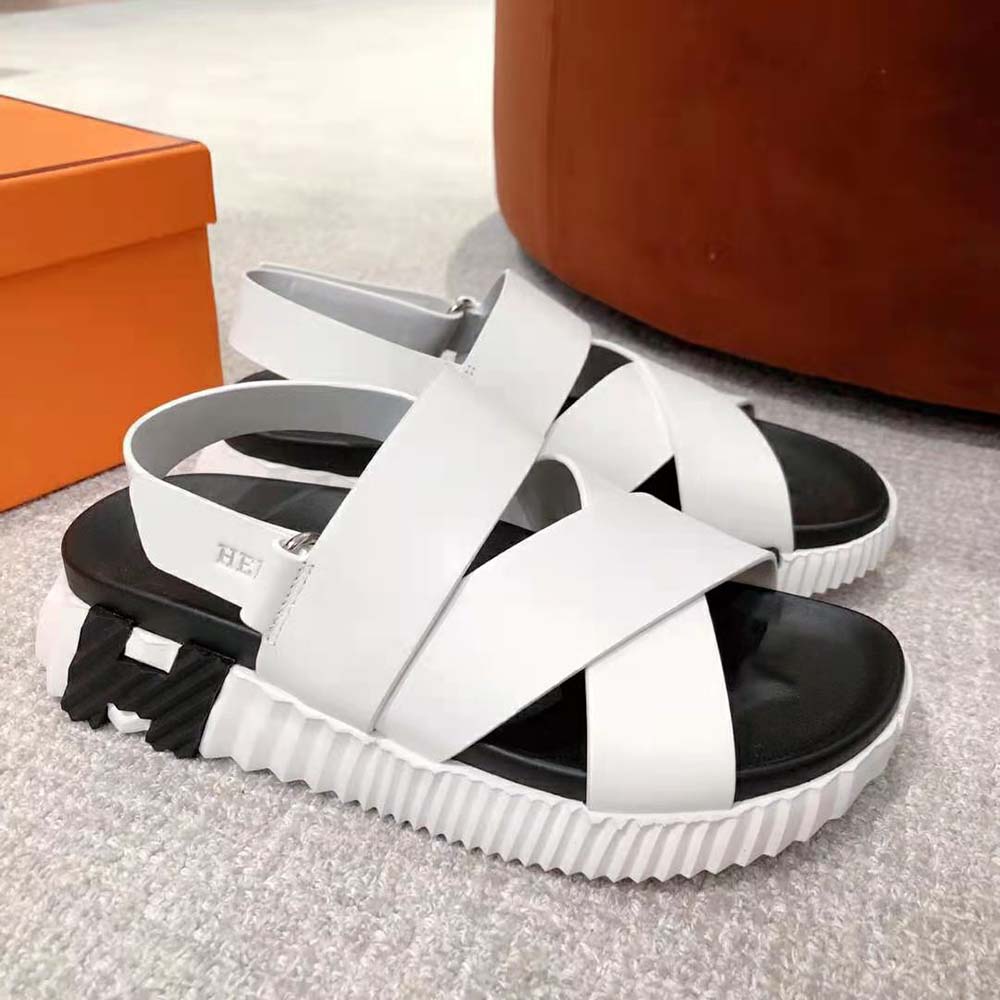 Hermes Women Electric Sandal in Calfskin-White