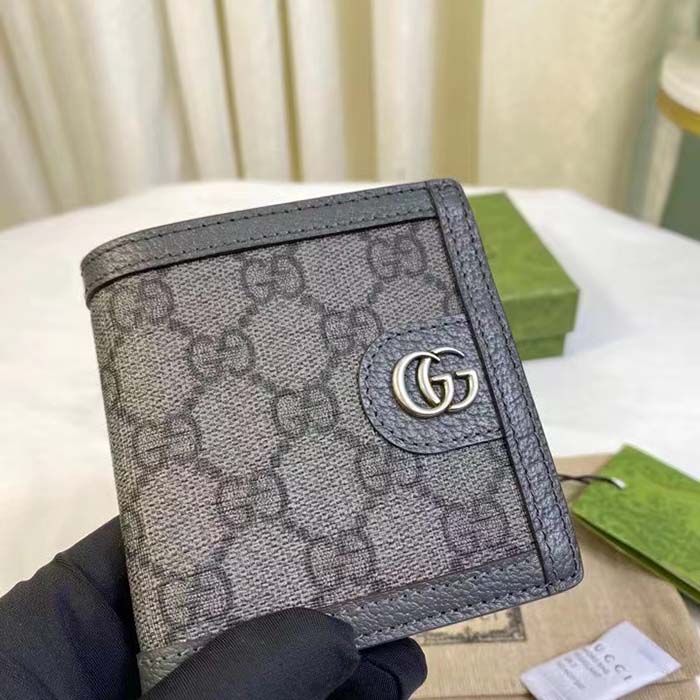 Gucci Unisex Ophidia GG Wallet Grey Black Supreme Canvas Double G