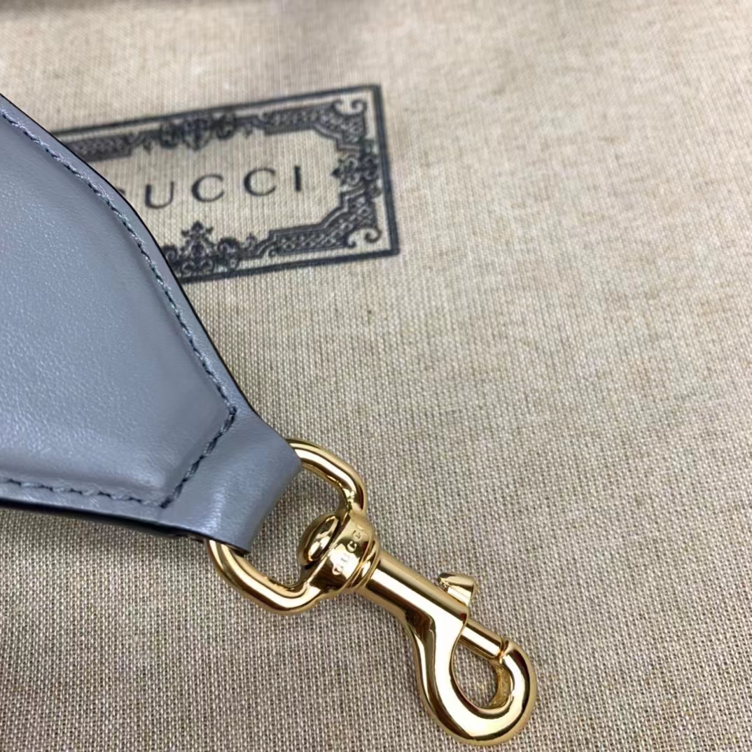 Gucci Women GG Matelassé Mini Top Handle Bag Dusty Grey Leather Double G