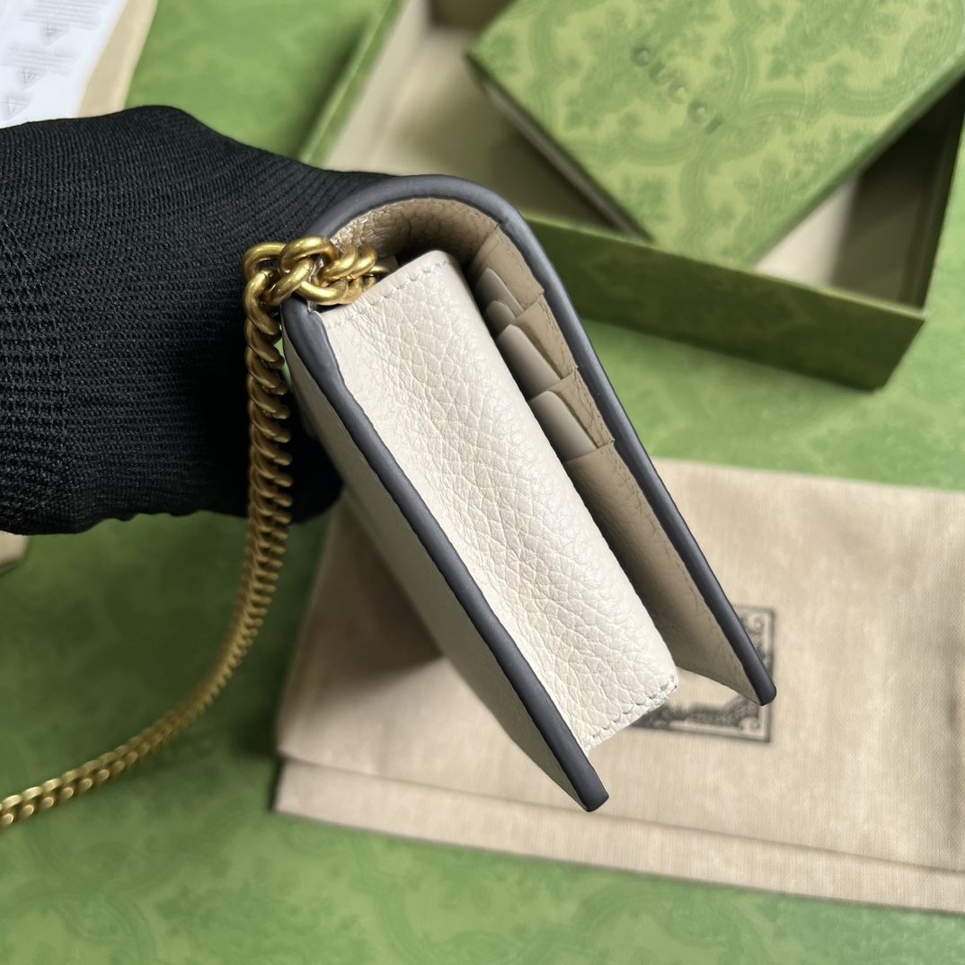 Gucci Women GG Chain Wallet Interlocking G Python Bow Light Pink Leather