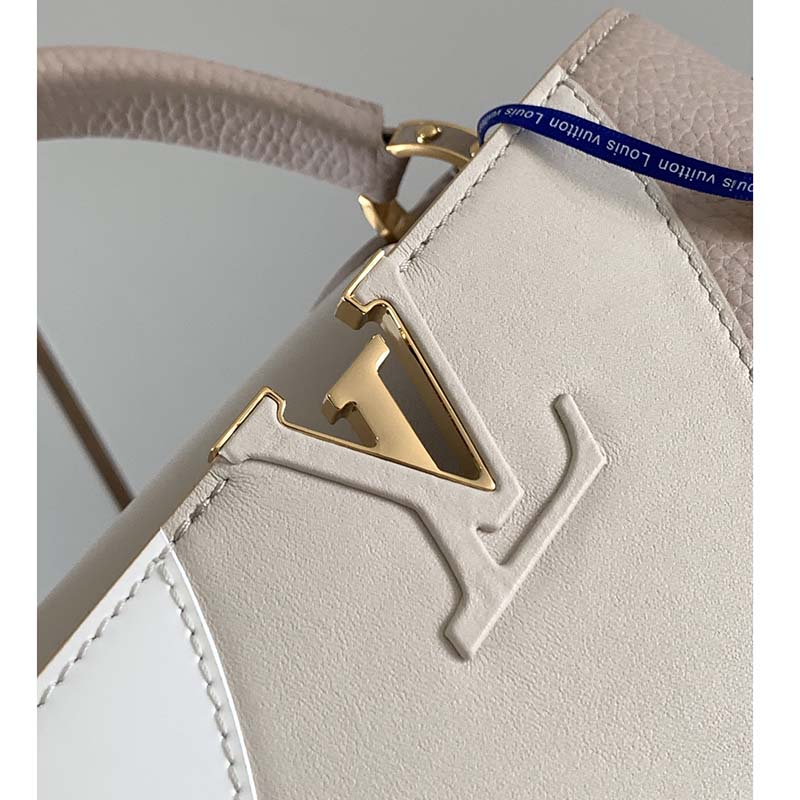 Louis Vuitton LV Women Capucines BB Handbag Beige Taurillon Patent Leather Smooth Calfskin
