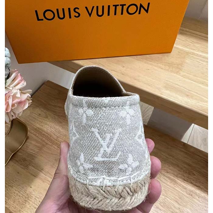 Louis Vuitton LV Women Starboard Flat Espadrille Beige Monogram Denim Rope Rubber