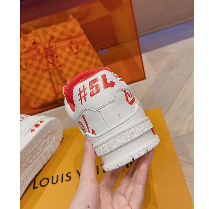 Louis Vuitton Unisex LV Trainer Sneaker Red Mix of Sustainable Materials