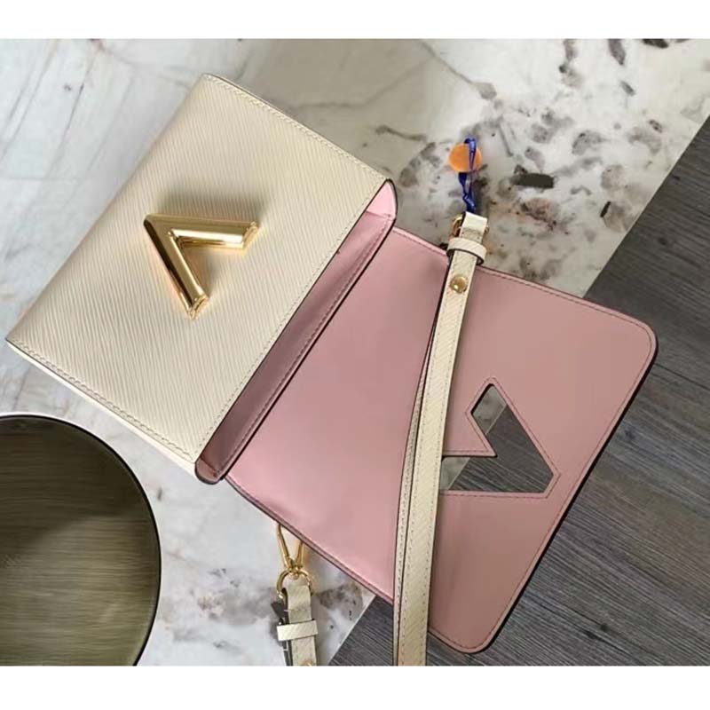 Louis Vuitton LV Women Twist PM Handbag Quartz White Epi Grained Leather